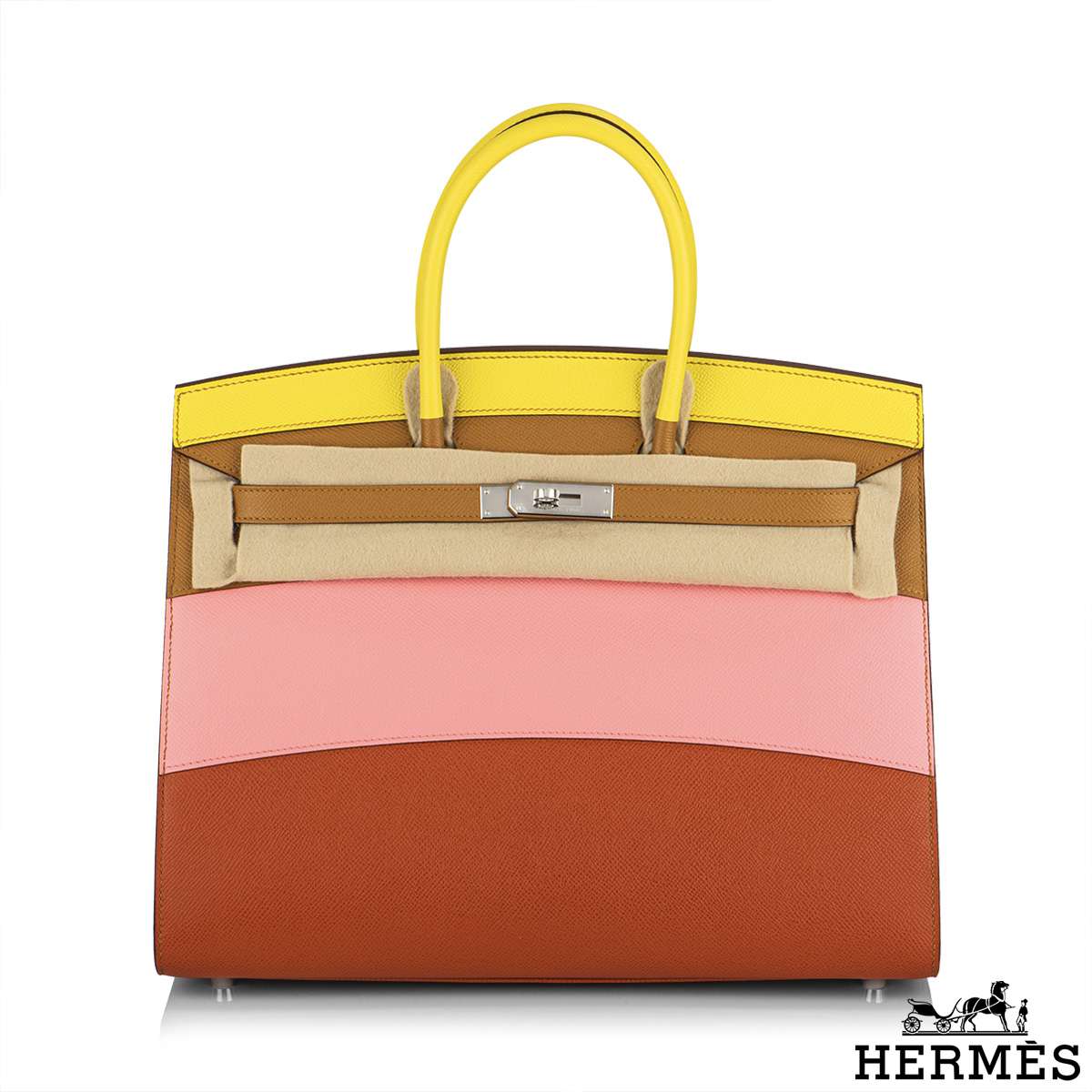 Hermès Birkin 35 Sellier Sunrise Rainbow Epsom Palladium Hardware - 2020,  Y